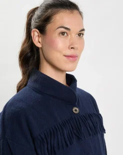 Femme Le Chat Veste en Laine mélangée Foehn bleu marine