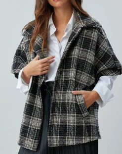 Online Lauren Vidal Veste en Laine mélangée manches courtes Biba noire