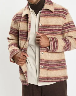 Outlet Marc O'Polo Veste en Laine mélangée rayée beige/rouge