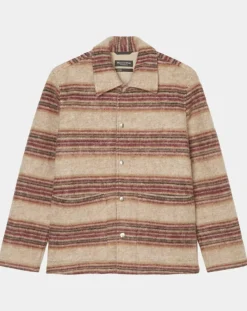 Outlet Marc O'Polo Veste en Laine mélangée rayée beige/rouge