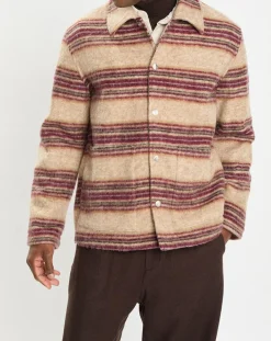 Outlet Marc O'Polo Veste en Laine mélangée rayée beige/rouge