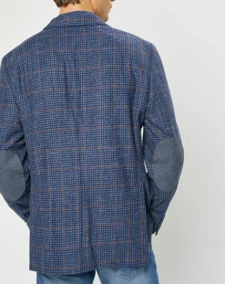 Homme Hackett London Veste en Laine mélangée Tartan imprimée bleue