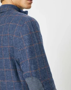 Homme Hackett London Veste en Laine mélangée Tartan imprimée bleue
