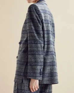 New Chloé Stora Veste en Laine mélangée Ulla à carreaux grise