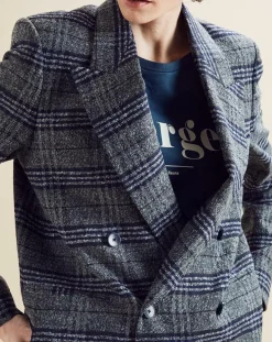 New Chloé Stora Veste en Laine mélangée Ulla à carreaux grise