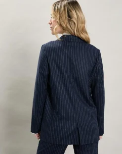 Femme Hartford Veste en Laine mélangée Velize rayures brutes/marine