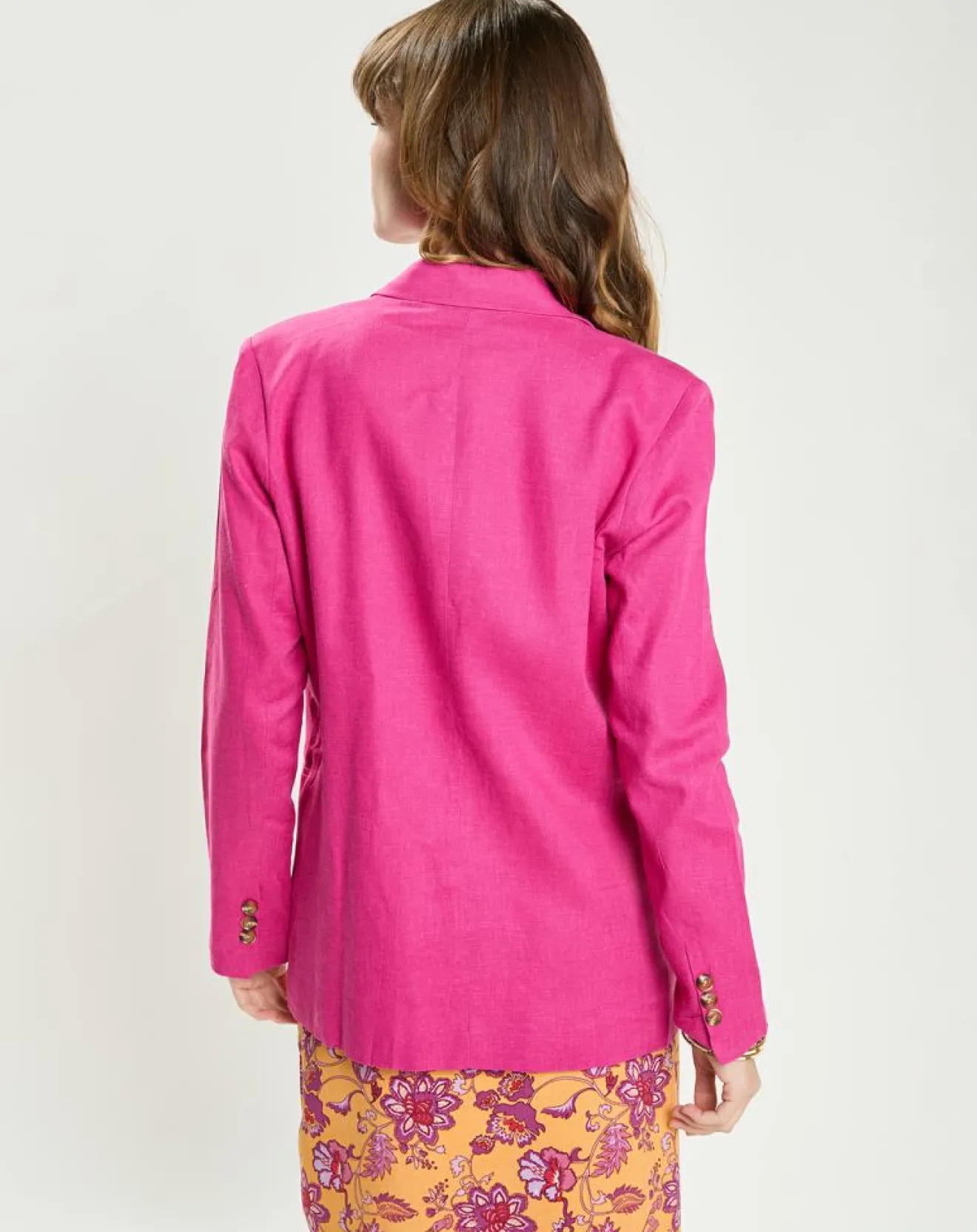 Femme La Petite Etoile Veste en Lin & Coton Vivano fushia
