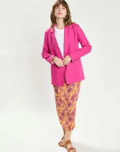 Femme La Petite Etoile Veste en Lin & Coton Vivano fushia