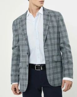 Outlet Hackett London Veste en Lin & Laine mélangés Claire imprimée prince de galles bleue