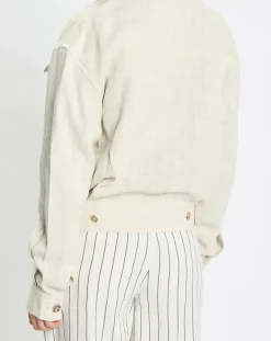 Femme Marc O'Polo Veste en Lin mélangé Cropped gris clair