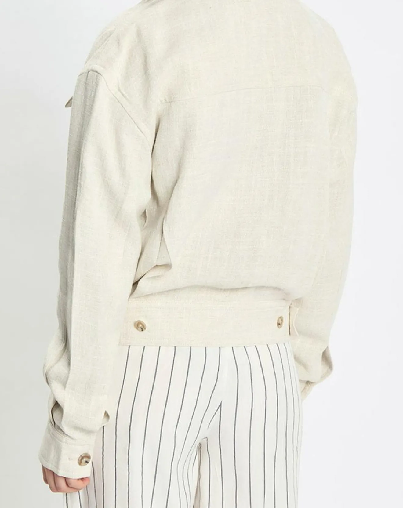 Femme Marc O'Polo Veste en Lin mélangé Cropped gris clair