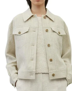 Femme Marc O'Polo Veste en Lin mélangé Cropped gris clair