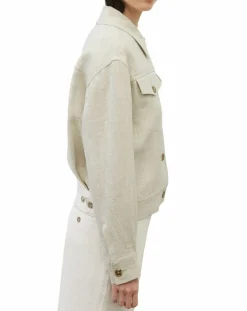 Femme Marc O'Polo Veste en Lin mélangé Cropped gris clair