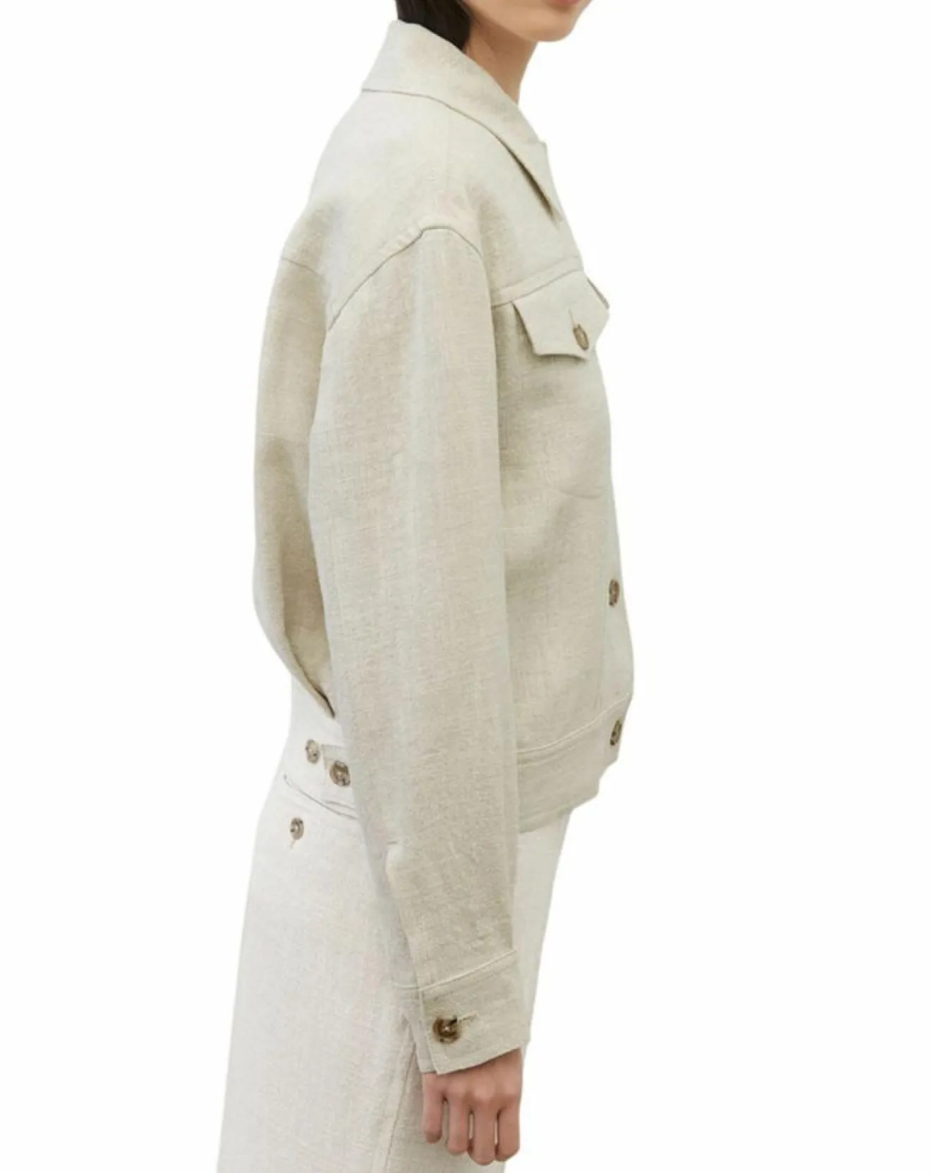 Femme Marc O'Polo Veste en Lin mélangé Cropped gris clair