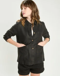 Femme La Petite Etoile Veste en Lin mélangé Fauline noire