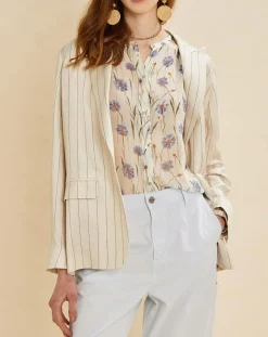 Chloé Stora Veste en Lin mélangé Valerio écrue