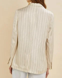 Chloé Stora Veste en Lin mélangé Valerio écrue