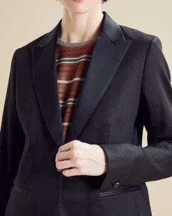 Femme Chloé Stora Veste en Lin mélangé Victoire noire