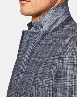 Homme Hackett London Veste en Soie & Laine Check à imprimé Prince de Galles bleu moyen