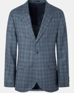 Homme Hackett London Veste en Soie & Laine Check à imprimé Prince de Galles bleu moyen
