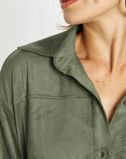 Outlet Lauren Vidal Veste en Suédine Lou kaki