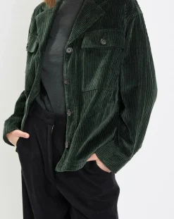 Femme Marc O'Polo Veste en Velours côtelé 100% Coton Bio vert foncé