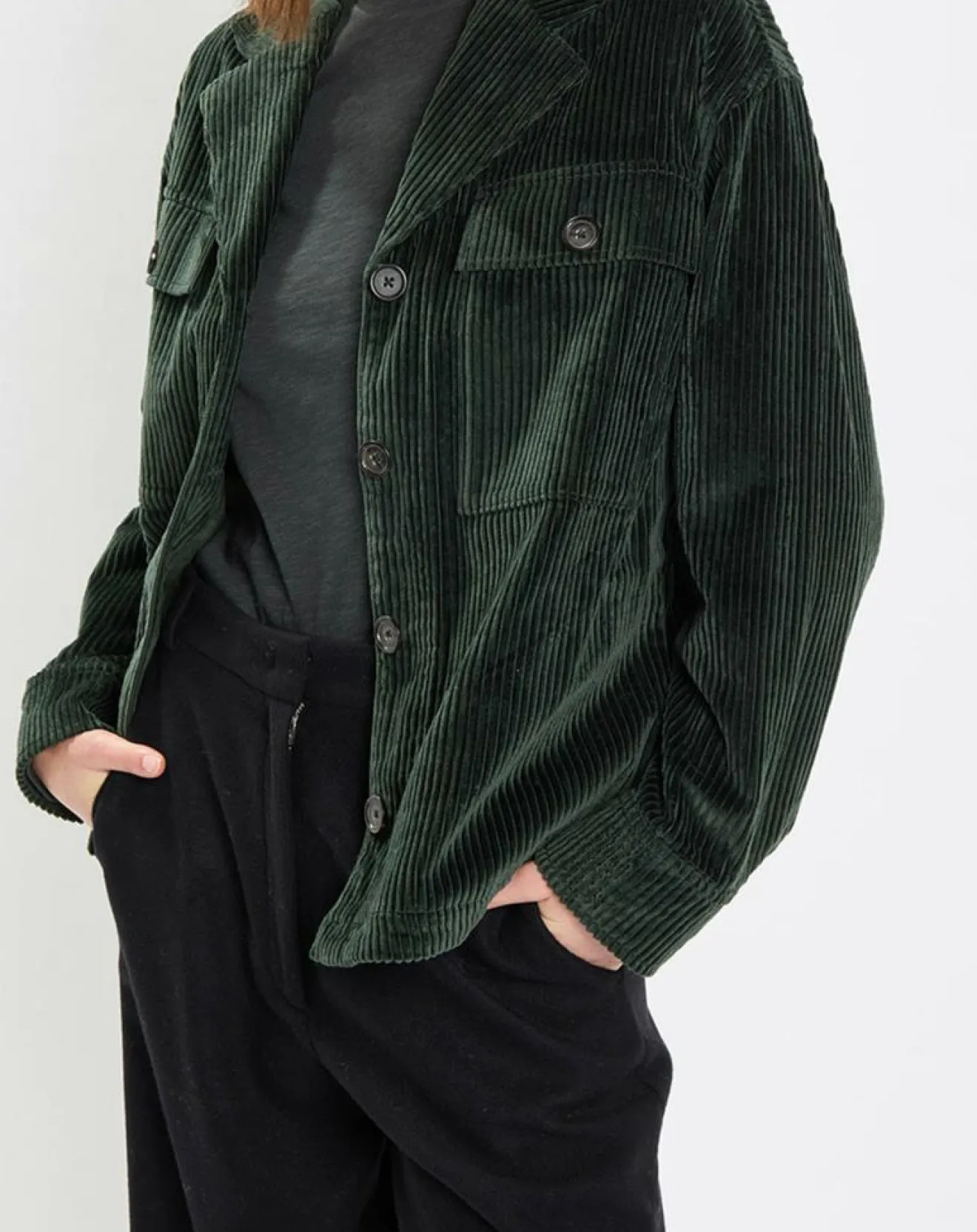 Femme Marc O'Polo Veste en Velours côtelé 100% Coton Bio vert foncé