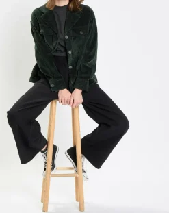 Femme Marc O'Polo Veste en Velours côtelé 100% Coton Bio vert foncé