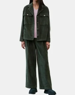 Femme Marc O'Polo Veste en Velours côtelé 100% Coton Bio vert foncé