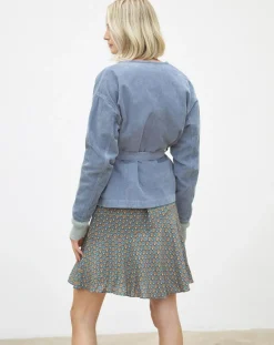 Femme Caroll Veste en Velours côtelé Lola bleu violet