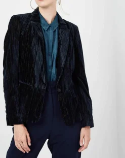 See u Soon Veste en Velours Panais rayée noire