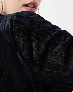 See u Soon Veste en Velours Panais rayée noire