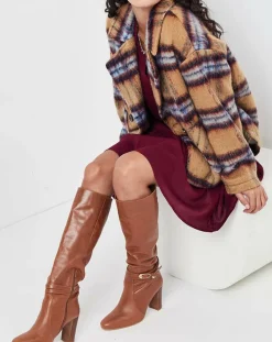 Femme See u Soon Veste fourrée en Laine mélangée Vitelotte beige foncé/multicolore