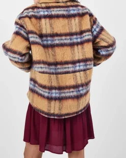 Femme See u Soon Veste fourrée en Laine mélangée Vitelotte beige foncé/multicolore