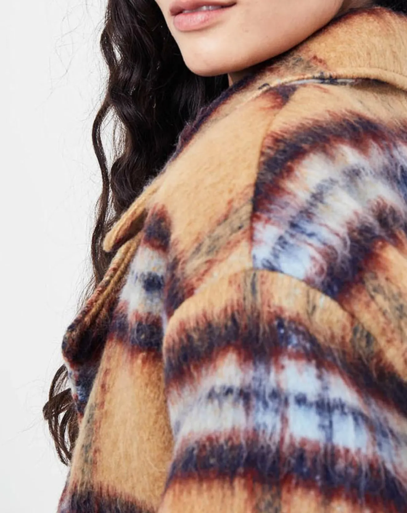 Femme See u Soon Veste fourrée en Laine mélangée Vitelotte beige foncé/multicolore