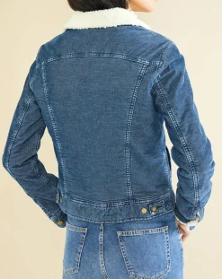 Femme Acquaverde Veste fourrée en Velours côtelé sherpa Barth indigo