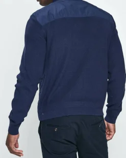 Hackett London Veste Hybrid bimatière bleu marine