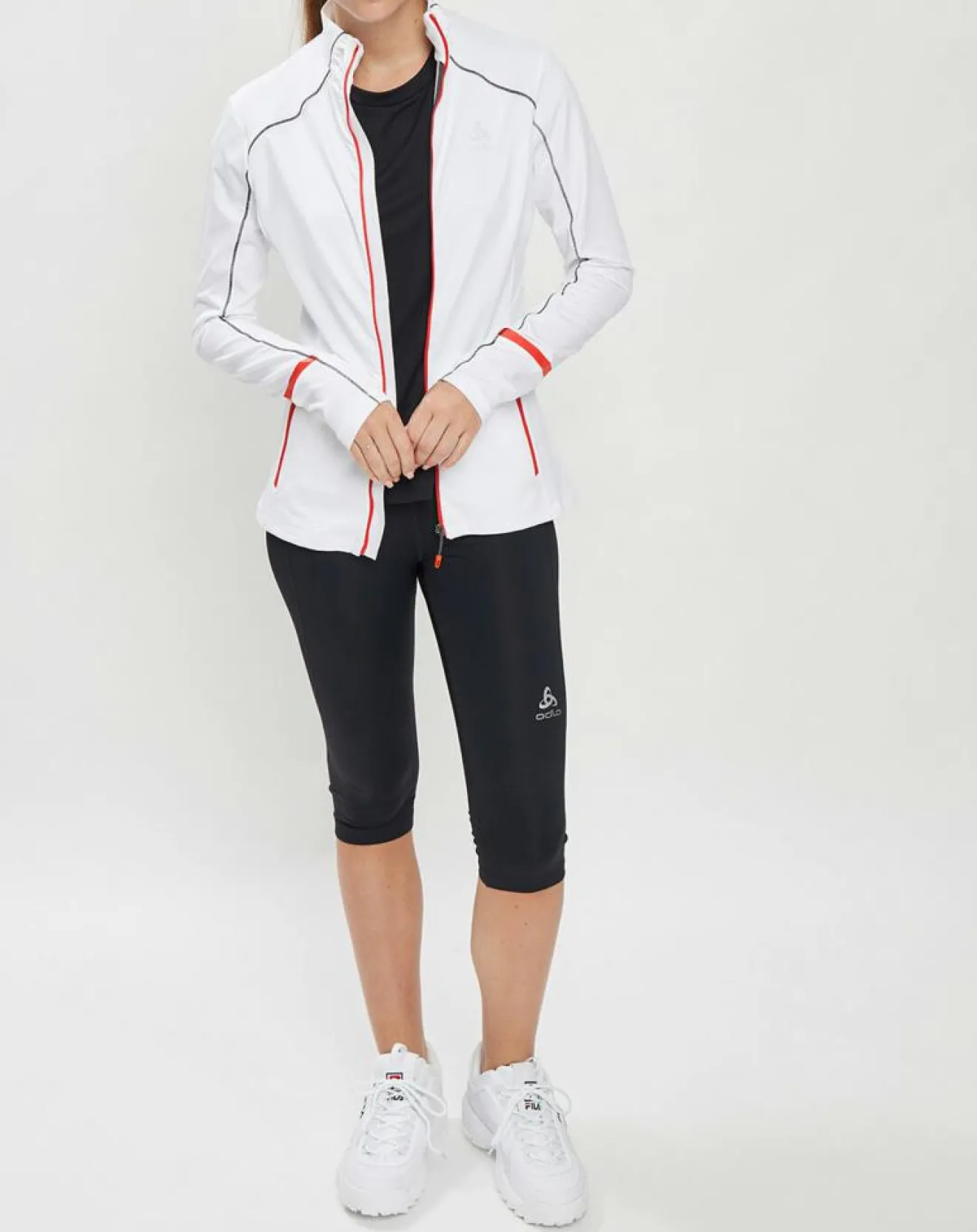 Femme Odlo Veste intermédiaire technique Allalin blanc/noir/orange