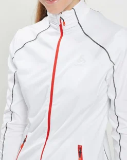 Femme Odlo Veste intermédiaire technique Allalin blanc/noir/orange