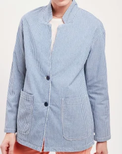 Femme Harris Wilson Veste Loanie rayée azur