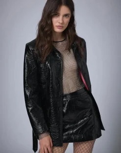 Hot Manoush Veste longue vinyle noire