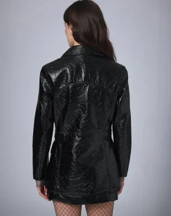 Hot Manoush Veste longue vinyle noire