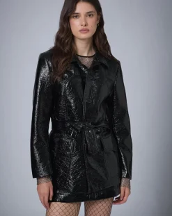 Hot Manoush Veste longue vinyle noire
