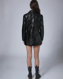 Hot Manoush Veste longue vinyle noire