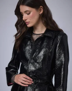 Hot Manoush Veste longue vinyle noire