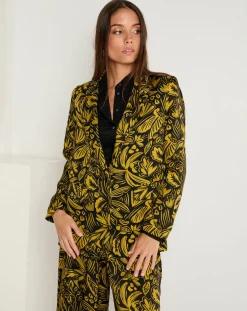 Femme See u Soon Veste Louise satinée imprimée jaune
