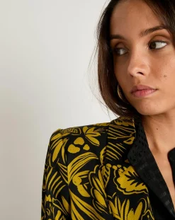 Femme See u Soon Veste Louise satinée imprimée jaune