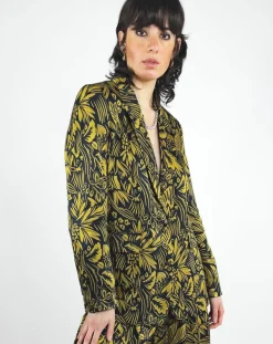 Femme See u Soon Veste Louise satinée imprimée jaune