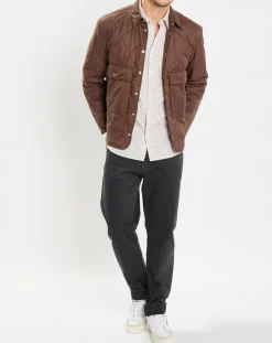 Homme Marc O'Polo Veste Quilt double zip marron