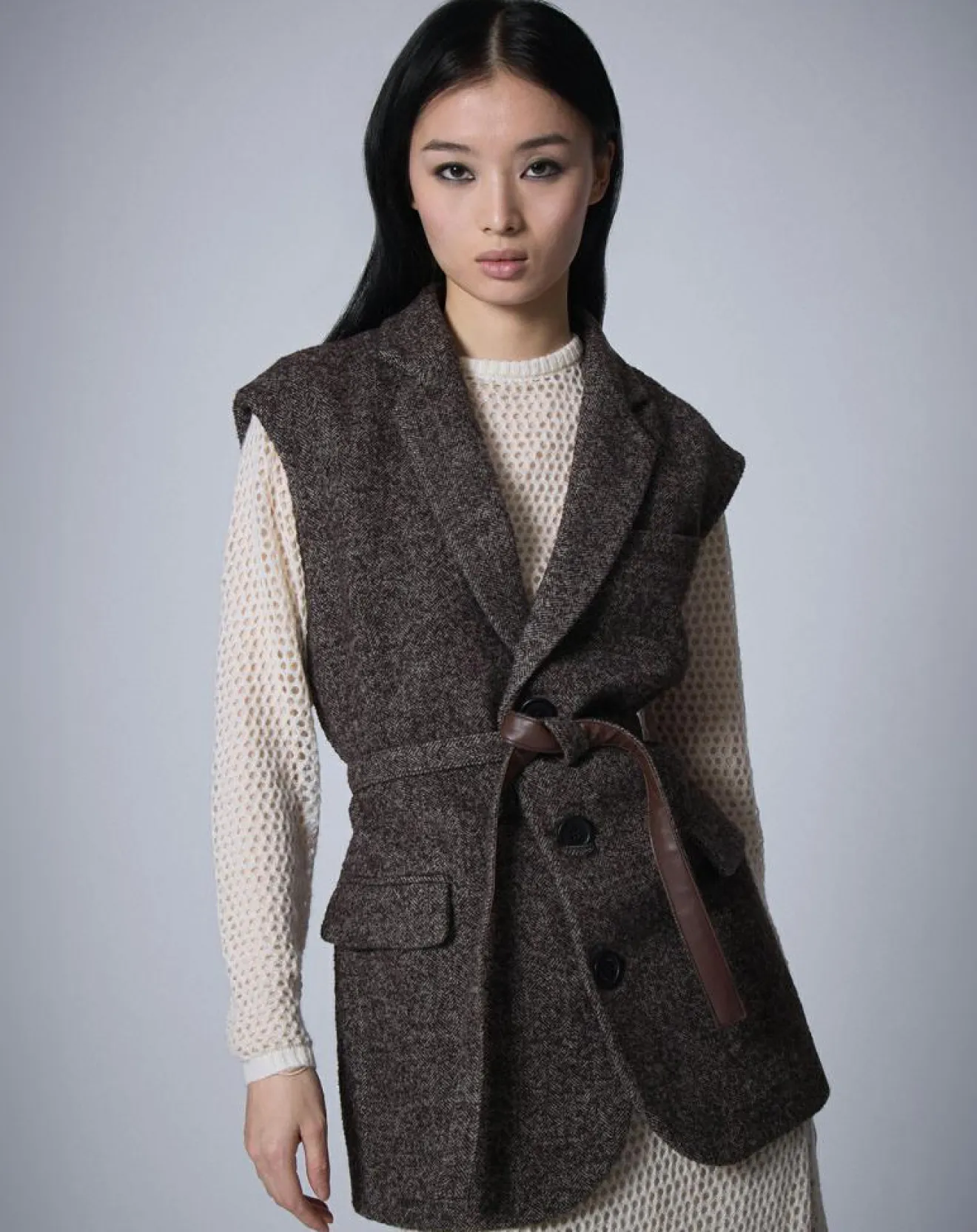 Outlet Manoush Veste sans manches en Laine mélangée Raymonde chocolat